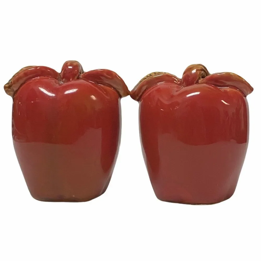Vintage Red Apple Ceramic Salt & Pepper Shakers
